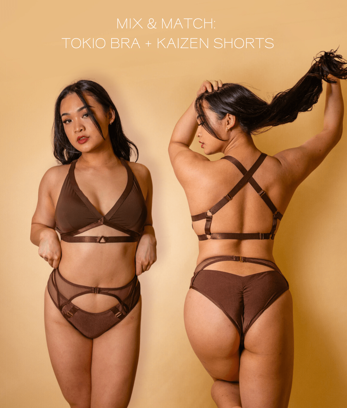 Tatiana Active – Mix &#038; Match – Tokio Bra Brown with Kaizen Shorts Brown