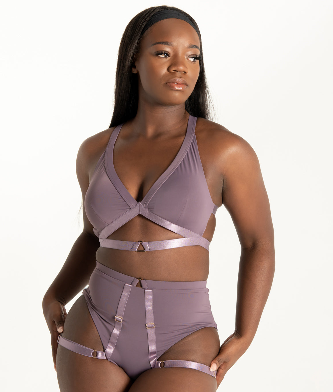 Tatiana Active - Tokio Mauve Strappy Garter Pole Wear Set-7896