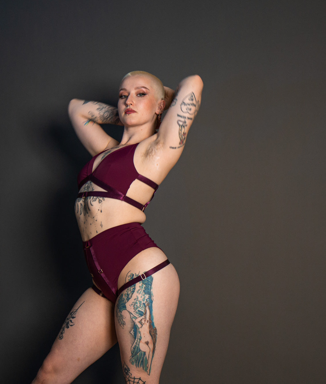 Tatiana Active – Tokio Wine Red Burgundy High Waisted Pole Wear Dancing Set-5140