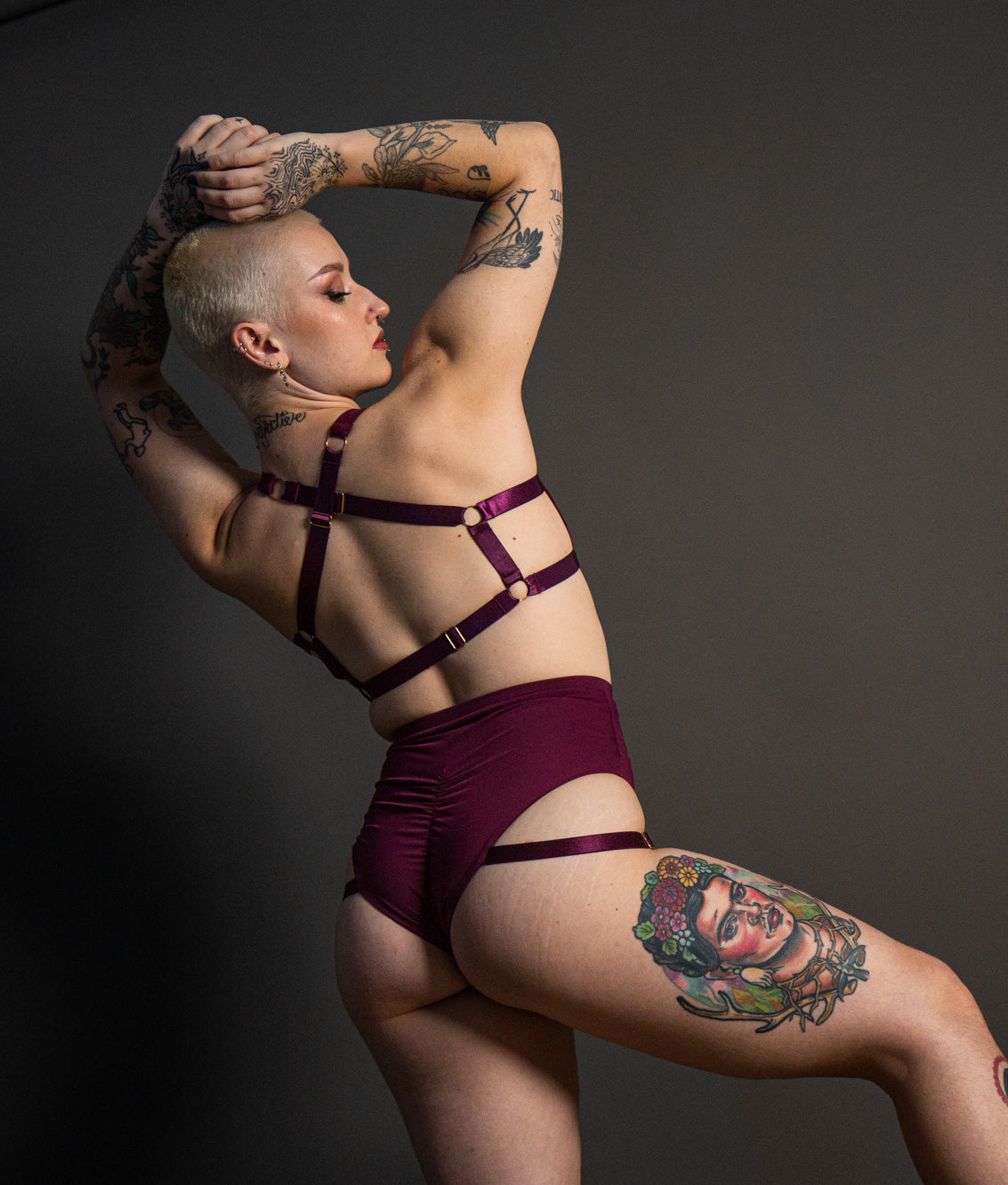 Tatiana Active – Tokio Wine Red Burgundy High Waisted Pole Wear Dancing Set-5192