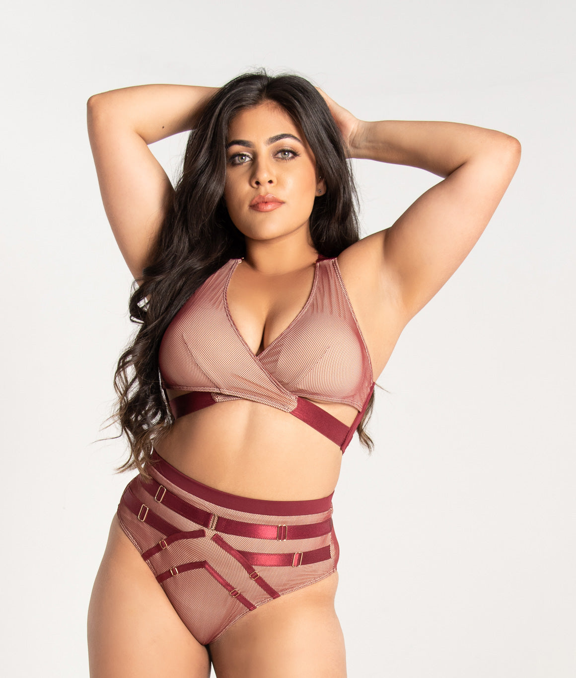 Tatiana Active - Yuki Burgundy Mesh Pole Wear Set-0428