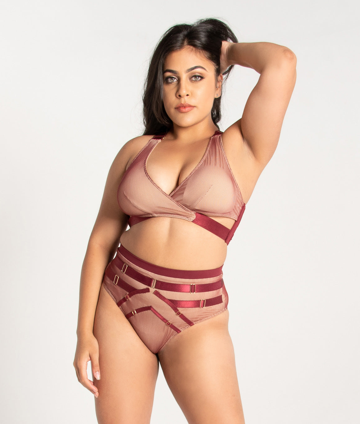 Tatiana Active - Yuki Burgundy Mesh Pole Wear Set-0439