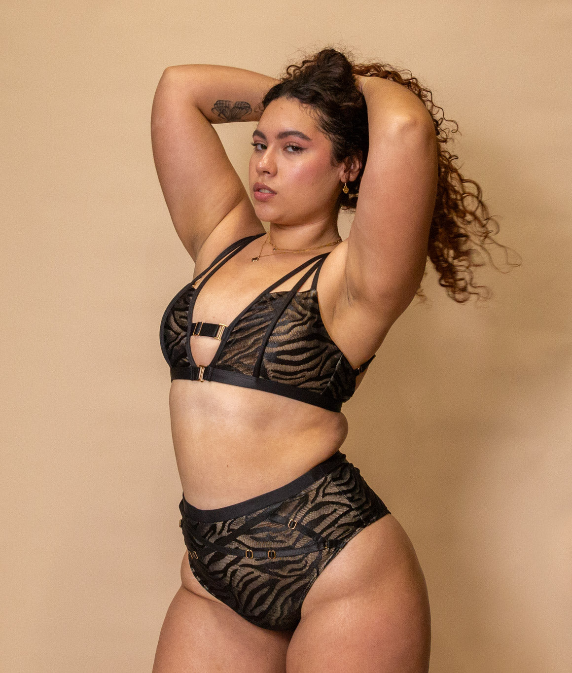 Tatiana Active Zanda Black Leopard Zebra Mesh Print Strappy High Waisted Pole Wear Dancing-2 copy